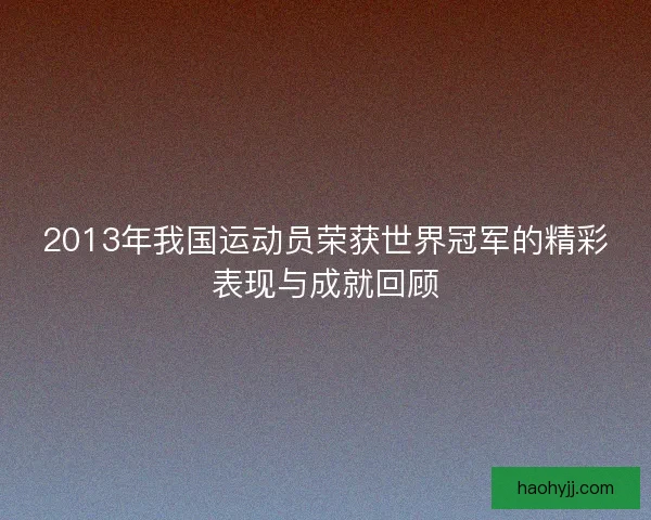 2013年我国运动员荣获世界冠军的精彩表现与成就回顾